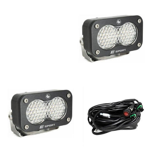Baja Designs Auxiliary LED Light Pod Pair S2 Sport Series Work/Scene Pattern Clear Lens Universal 547806
