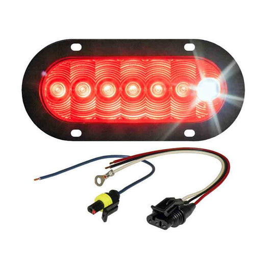 LED Tail Light with Cyclops Back-Up Eye - Flange Mount Assembly - 6 Inch Oval