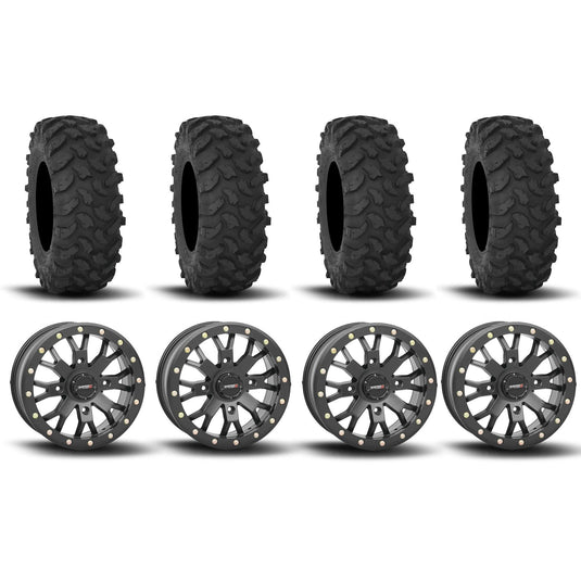 System 3 SB-4 Beadlock Matte Black 15" Wheels And XTR370 Tires [35x10-15]