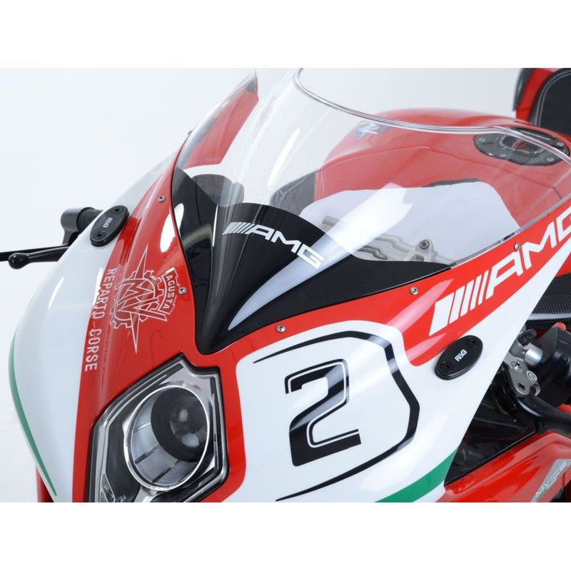 Load image into Gallery viewer, R&amp;G Racing Black Mirror Delete Blanking Plates For 2012-2018 MV Agusta F3 675
