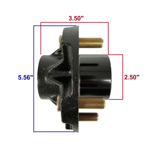 5-Bolt on 4-1/2" Studded Trailer Hub (Shorty - 3-1/2") for 1 Inch or 1-1/16 Inch Straight Spindles (BT-150A-02)