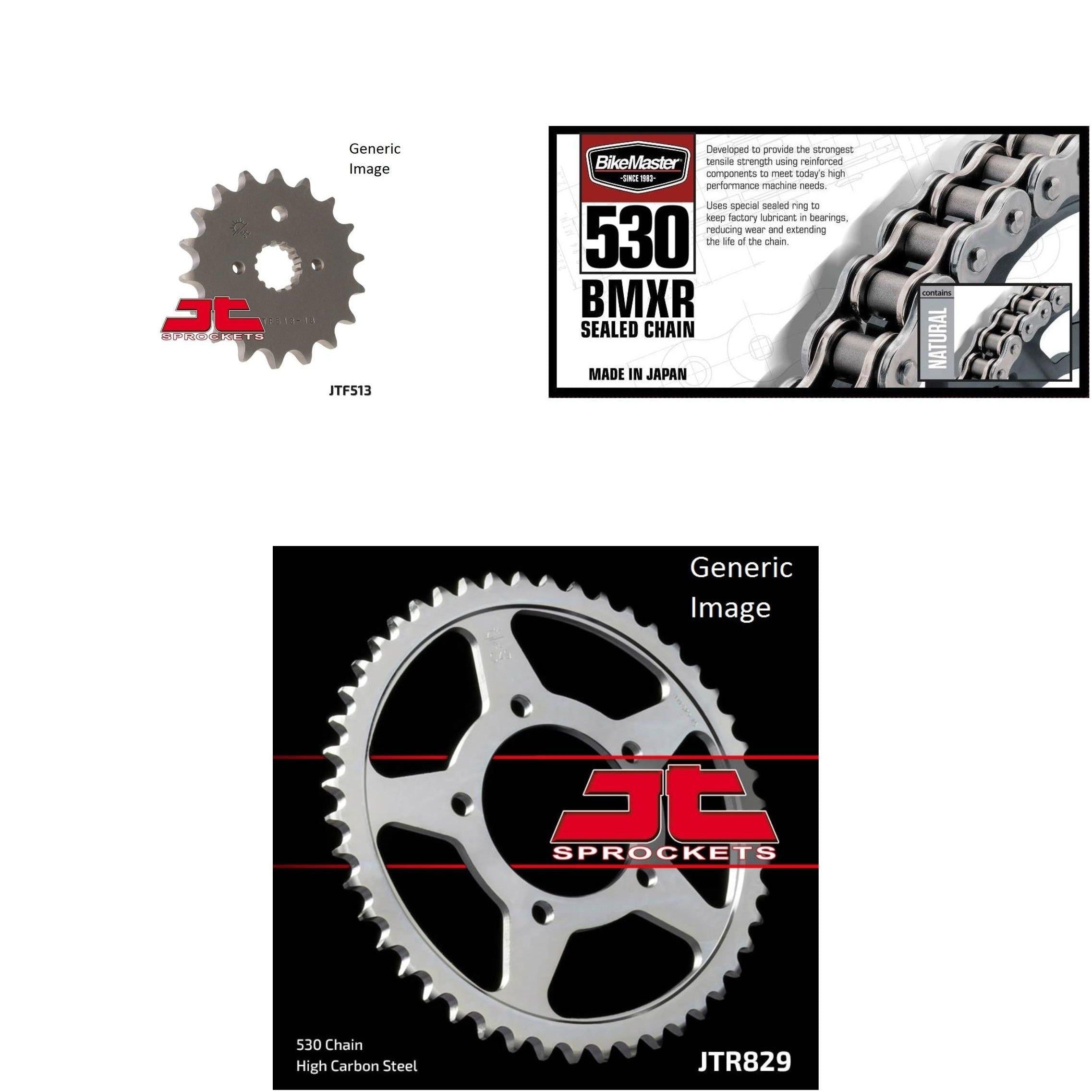 530 BMXR Chain Natural,Front & Rear Sprocket Kit VZ800 Marauder 1997-2004 For Su