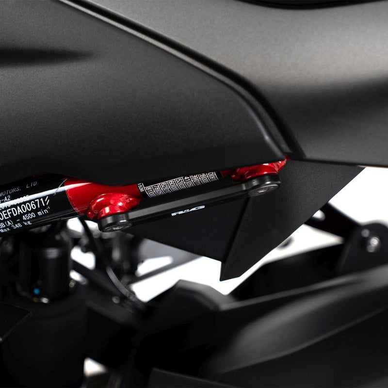 Load image into Gallery viewer, R&amp;G Racing Black Rear Foot Rest Delete Blanking Plates For 2018-2024 Kawasaki Ninja 250
