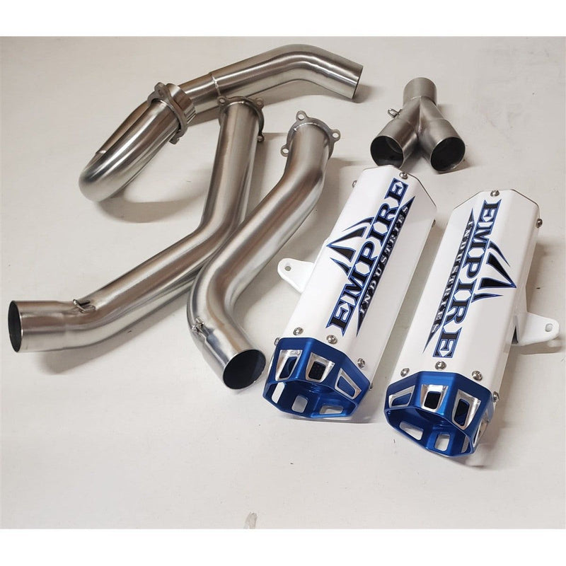 Load image into Gallery viewer, Empire Industries G2 Dual Exhaust White/Blue For Yamaha Raptor 700 2015-2025

