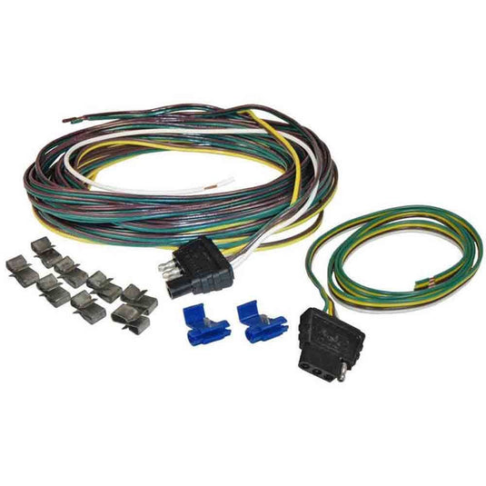 Waterproof Low Profile Trailer Light Kit / 20 ft. Harness with 4-Flat Plugs and License Plate Bracket