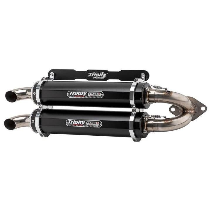 Trinity Racing Stage 5 Dual Slip On Exhaust Black Muffler For Polaris RZR RS1 EPS 2018-2022