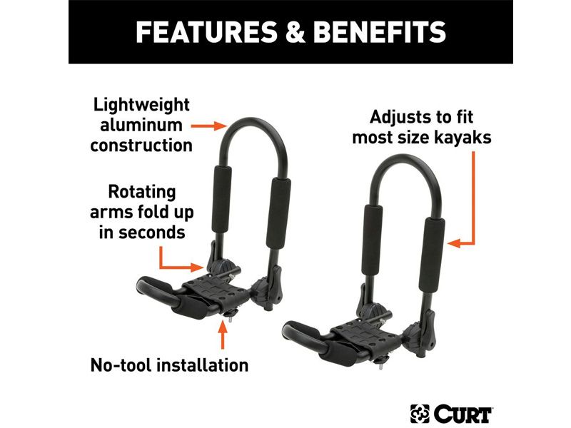 Load image into Gallery viewer, Curt Adjustable Aluminum Roof Rack Kayak Holders
