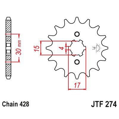 Load image into Gallery viewer, JT Sprockets Front Steel Countershaft Sprocket 13 Tooth 13T 428 Chain JTF274.13

