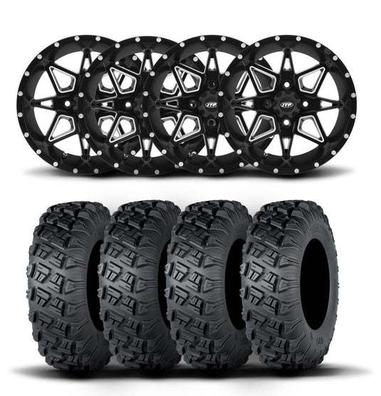 ITP Tornado 15" Matte Black Wheels And Versa Cross XTR Tires [33x10-15]