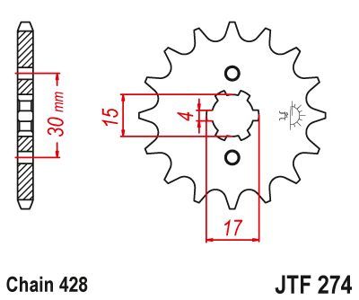 Load image into Gallery viewer, JT Sprockets Front Steel Countershaft Sprocket 13 Tooth 13T 428 Chain JTF274.13
