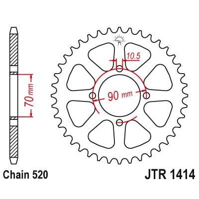 JT Sprockets Rear Steel Sprocket 43 Tooth 43T 520 Chain For Kawasaki Lakota 300 KEF300A A1-A6,B1-B3 1995-2003 JTR1414.43