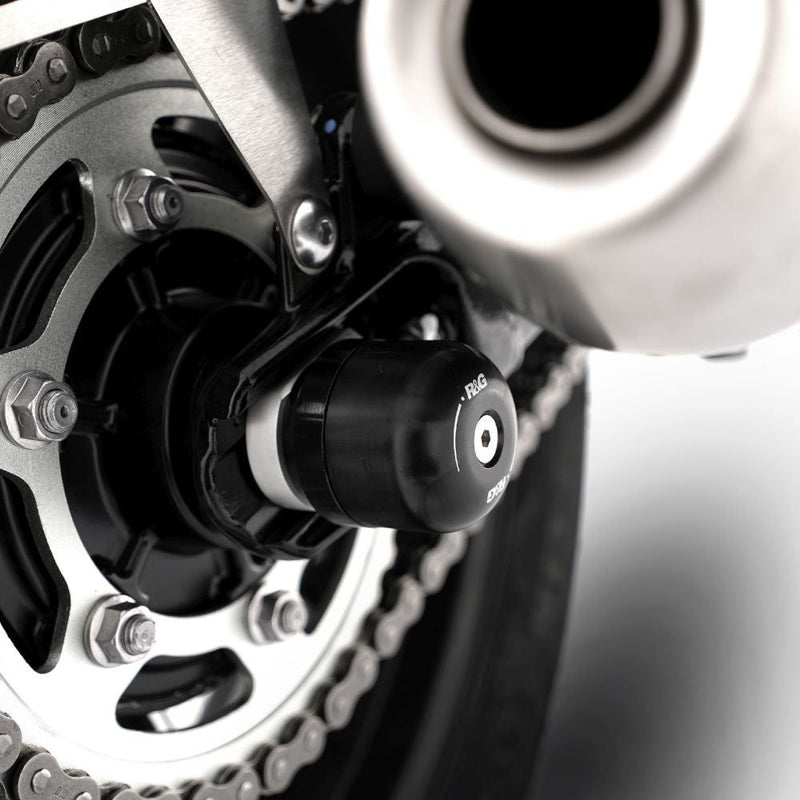 Load image into Gallery viewer, R&amp;G Racing Black Swingarm Protectors For 2021-2024 Triumph Bonneville Bobber
