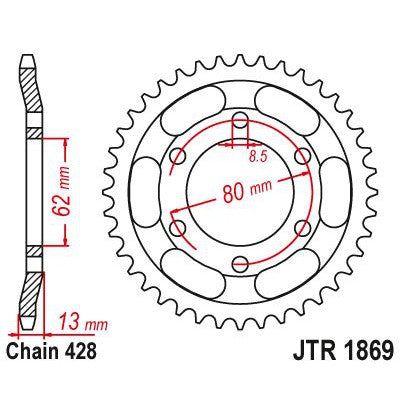 JT Sprockets Rear Steel Sprocket 45 Tooth 45T 428 Chain JTR1869.45