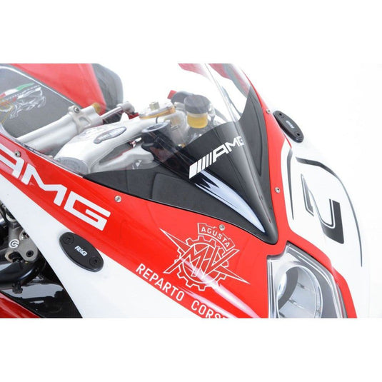 R&G Racing Black Mirror Delete Blanking Plates For 2012-2018 MV Agusta F3 675
