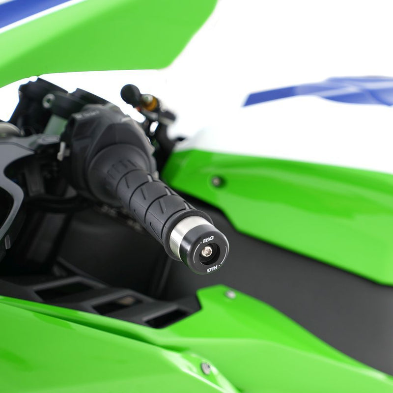 Load image into Gallery viewer, R&amp;G Racing Black Bar End Sliders For 2015-2019 Kawasaki Ninja ZX10R ZX1000
