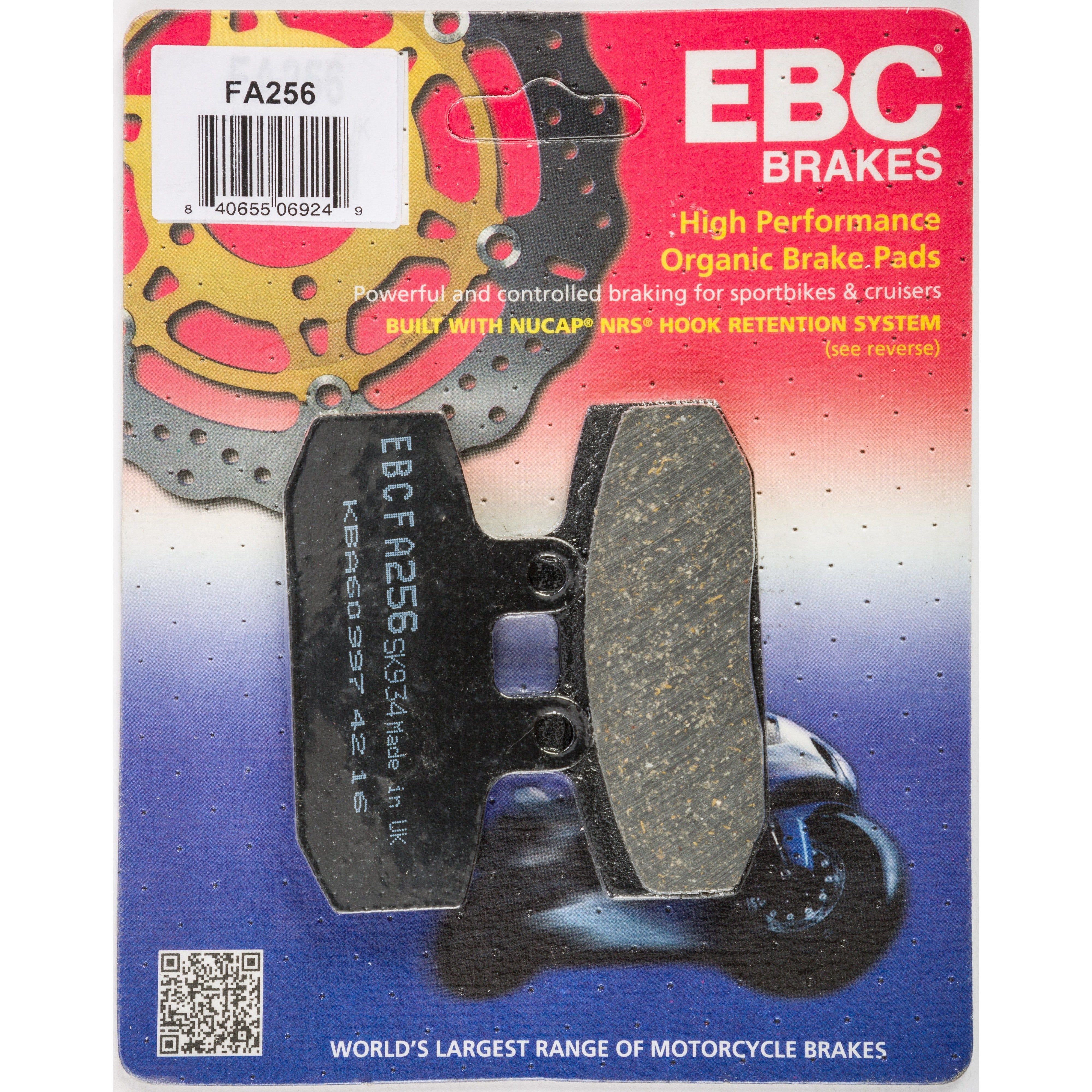EBC 1 Pair FA Series Organic Replacement Brake Pads MPN FA256