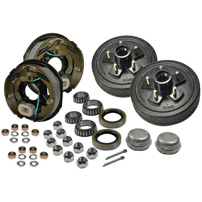 Brake Backing Plates and Hub and Drum Kit - Pair- 10 Inch - 5 on 5