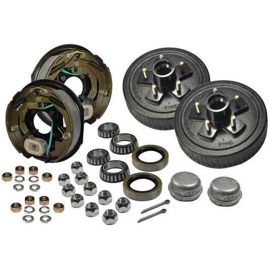 Brake Backing Plates and Hub and Drum Kit - Pair- 10 Inch - 5 on 5"