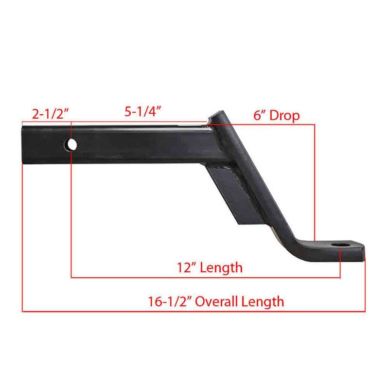 Load image into Gallery viewer, Rigid Hitch Ball Mount Assembly for  2&quot; Receivers - 6&quot; Drop - 4 3/4&quot; Rise - 12&quot; Length - Made in USA
