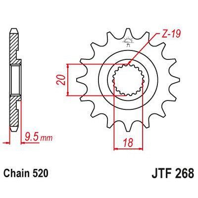 Load image into Gallery viewer, JT Sprockets Front Steel Sprocket 14 Tooth 14T 520 Chain JTF268.14
