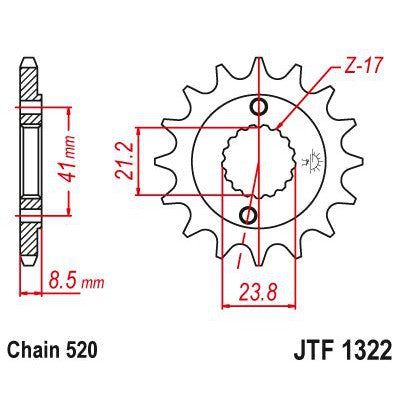 JT Sprockets Front Steel Countershaft Sprocket 14 Tooth 14T 520 Chain