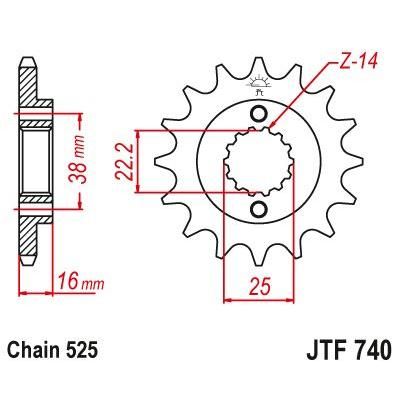 JT Sprockets Front Steel Sprocket 15 Tooth 15T 525 Chain For Ducati Multistrada V2 937 2022-2023 JTF740.15