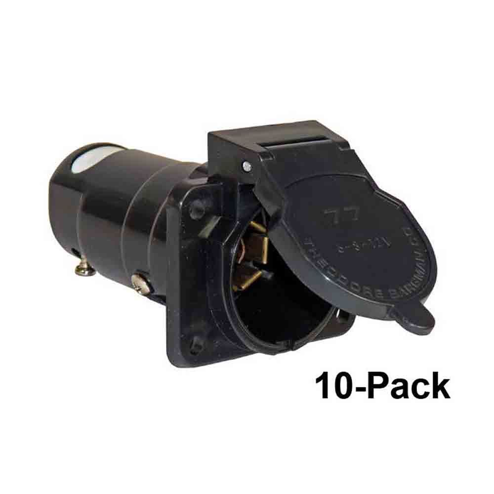 7-Way Flat Pin Plastic Car End Sockets 10-Pack