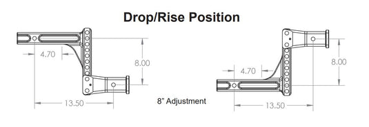 Blue Ox (BX88340) 8 Inch Drop/Rise for 2 Inch Receiver - 10,000 lbs. Capacity