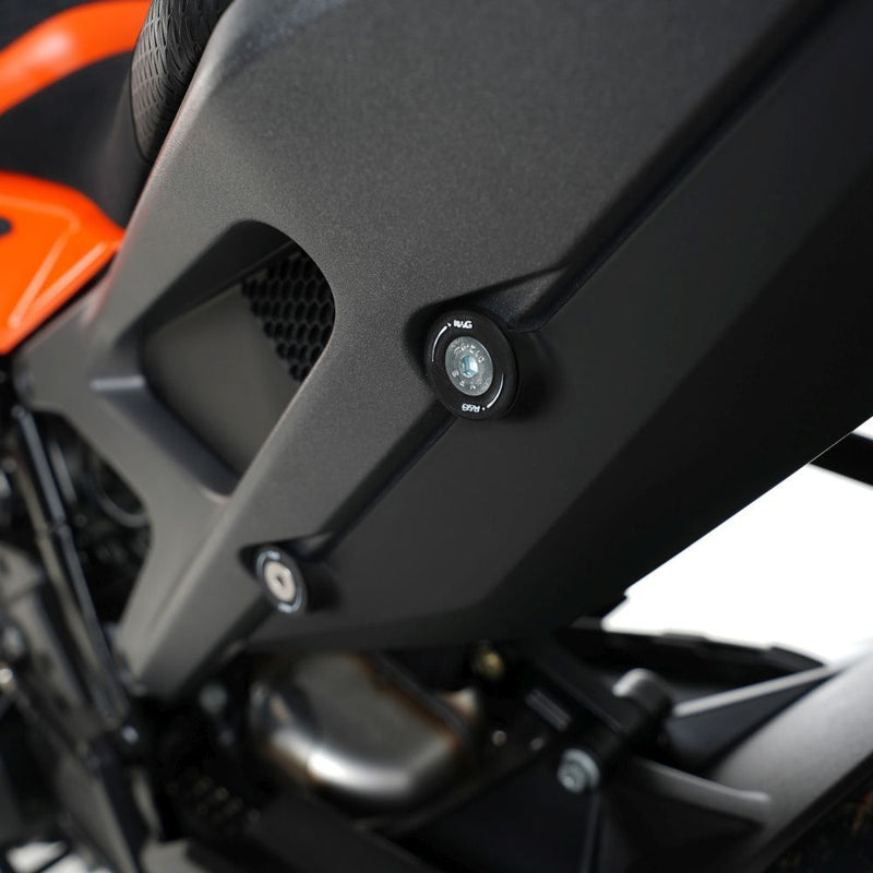 Load image into Gallery viewer, R&amp;G Racing Black Rear Foot Rest Delete Blanking Plates For 2024-2024 KTM 990 Duke
