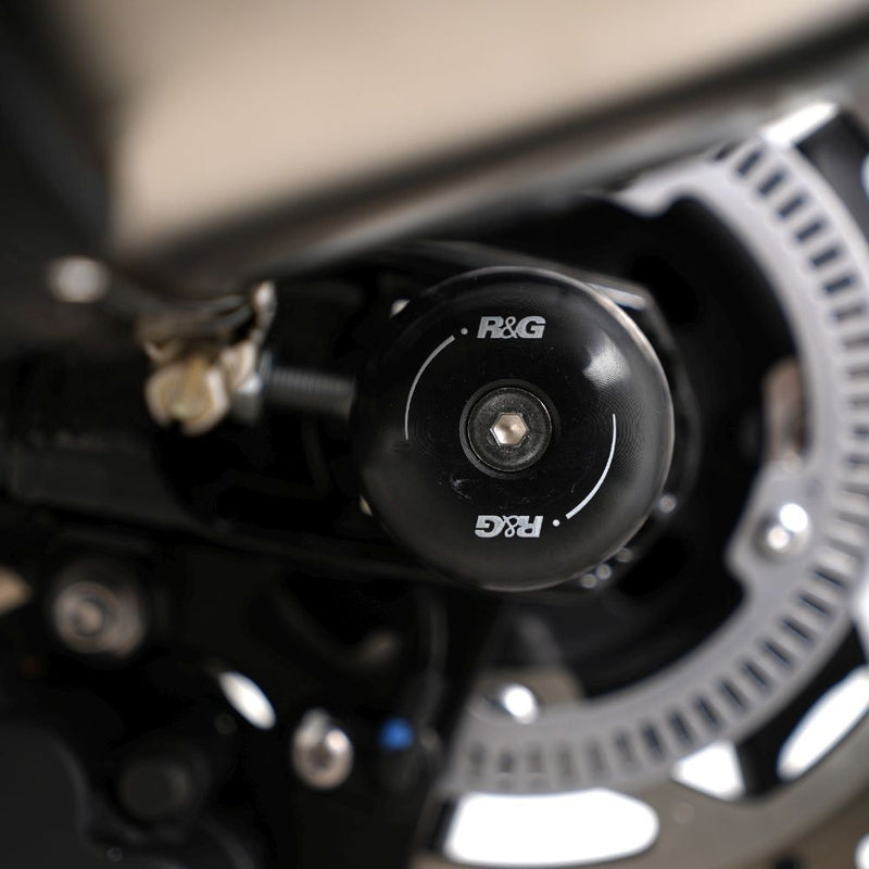 Load image into Gallery viewer, R&amp;G Racing Black Swingarm Protectors For 2021-2024 Triumph Bonneville Bobber
