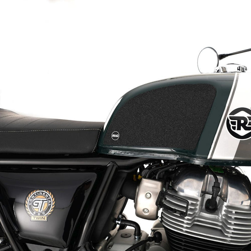 Load image into Gallery viewer, R&amp;G Racing Black Tank Traction Grips For 2019-2023 Royal Enfield Continental GT 650
