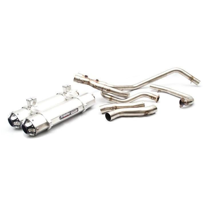 Trinity Racing Stage 5 Dual Full System Exhaust Brushed Muffler TR-4112D