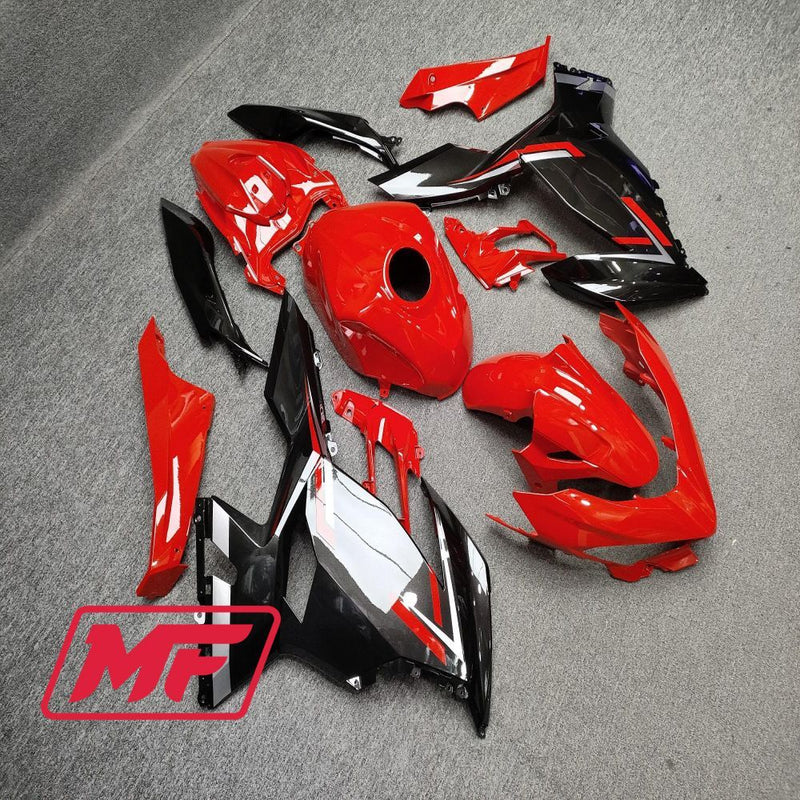 Load image into Gallery viewer, Monster Fairings Full Kit Kawasaki EX400 18-23 Gloss Red Black Silver + Windshield + Gas Tank Cover
