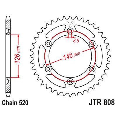 JT Sprockets Rear Steel Sprocket SC 51 Tooth 51T 520 Chain JTR808.51SC