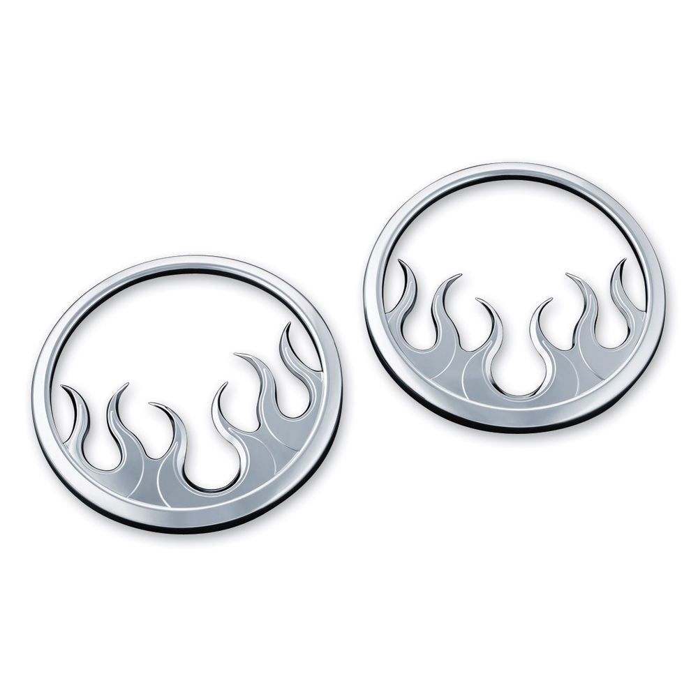 Kuryakyn Front Speaker Grill Trim Chrome Flames Harley Batwing Touring 2014-2018