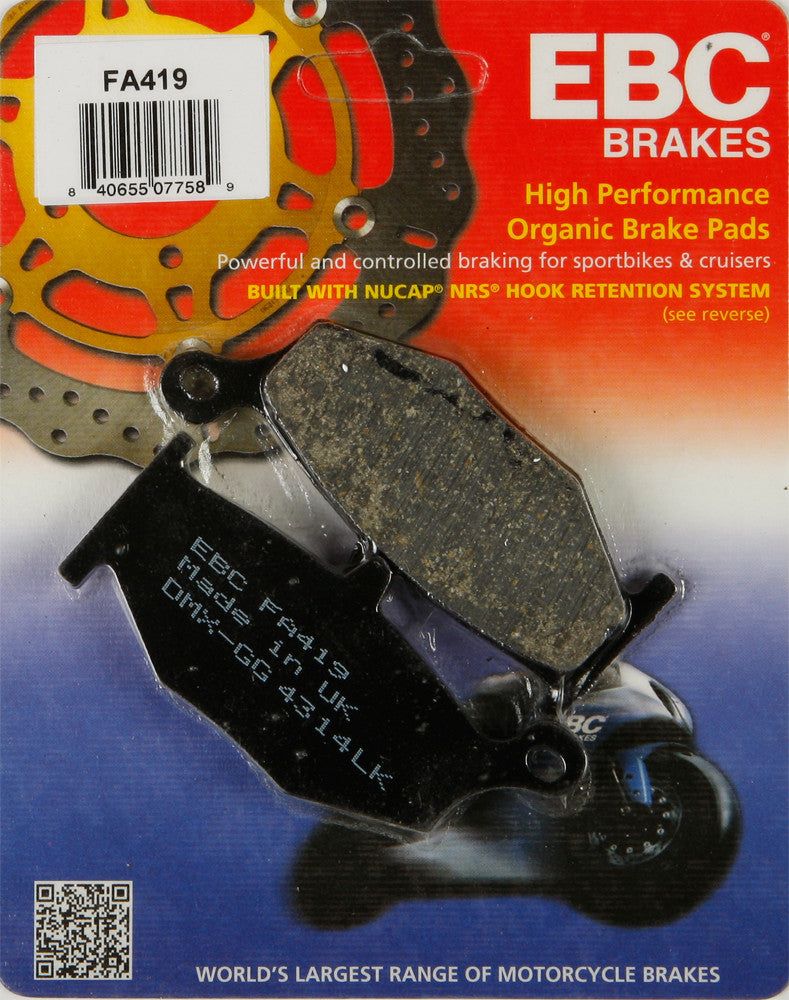 Load image into Gallery viewer, EBC 1 Pair FA Series Organic Replacement Brake Pads MPN FA419
