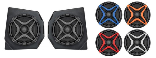 SSV Works Front 6.5" Speaker Pods With Orange Grilles For Can-Am Defender HD10 18-22