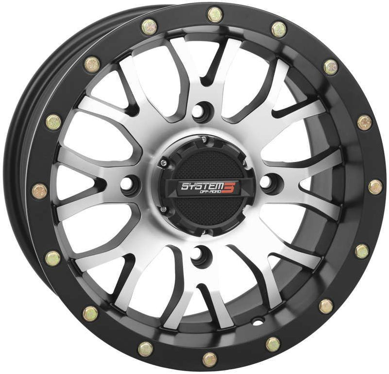 Load image into Gallery viewer, System 3 ST-3 Simulated Beadlock Machined/Matte Black Wheel 14x7 4/156 5+2 (+30mm)
