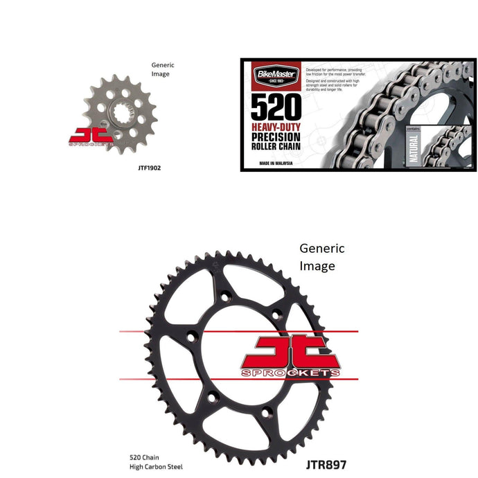 520H Chain Natural,Front & Rear Sprocket Kit for KTM 640 LC4 Enduro 2000-2003