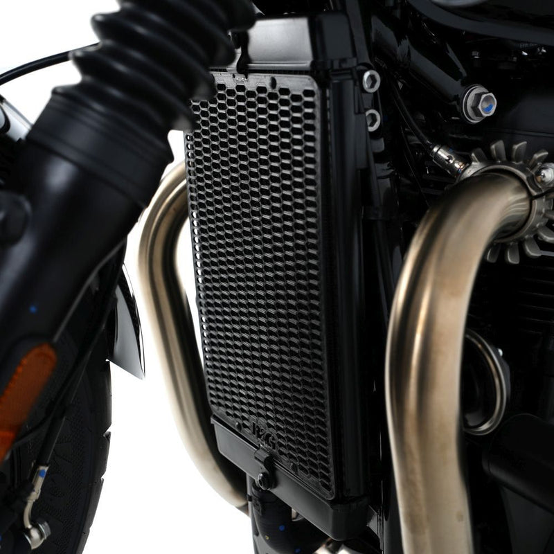 Load image into Gallery viewer, R&amp;G Racing Matt Black PRO Radiator Guard For 2017-2024 Triumph Bonneville Bobber
