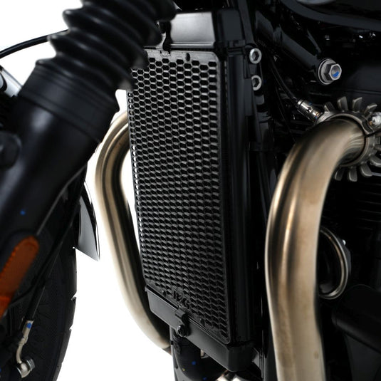 R&G Racing Matt Black PRO Radiator Guard For 2017-2024 Triumph Bonneville Bobber