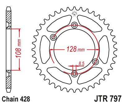 Load image into Gallery viewer, JT Sprockets Rear Steel Sprocket 57 Tooth 57T 428 Chain JTR797.57
