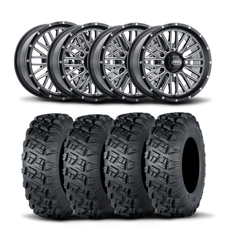Load image into Gallery viewer, ITP Momentum 18" Machined Black Wheels And Versa Cross XTR Tires [28x10-18]
