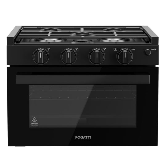 FOGATTI 17-Inch RV Oven Stove Combo, 3 Burner Propane Gas Range for Travel Trailer & Camper