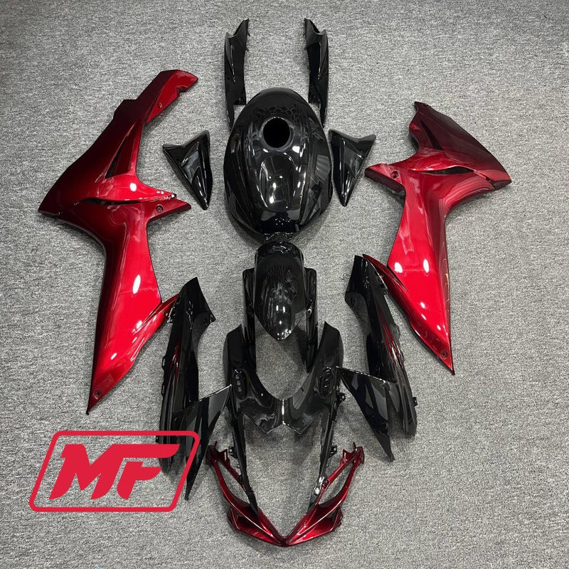 Load image into Gallery viewer, Monster Fairings Full Kit Suzuki GSXR600-750 11-22 Lava Black and Red + Windshield + Gas Tank Cover
