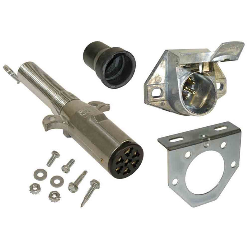 Load image into Gallery viewer, 7-Way Round Pin Trailer End &amp; Vehicle End Socket Kit
