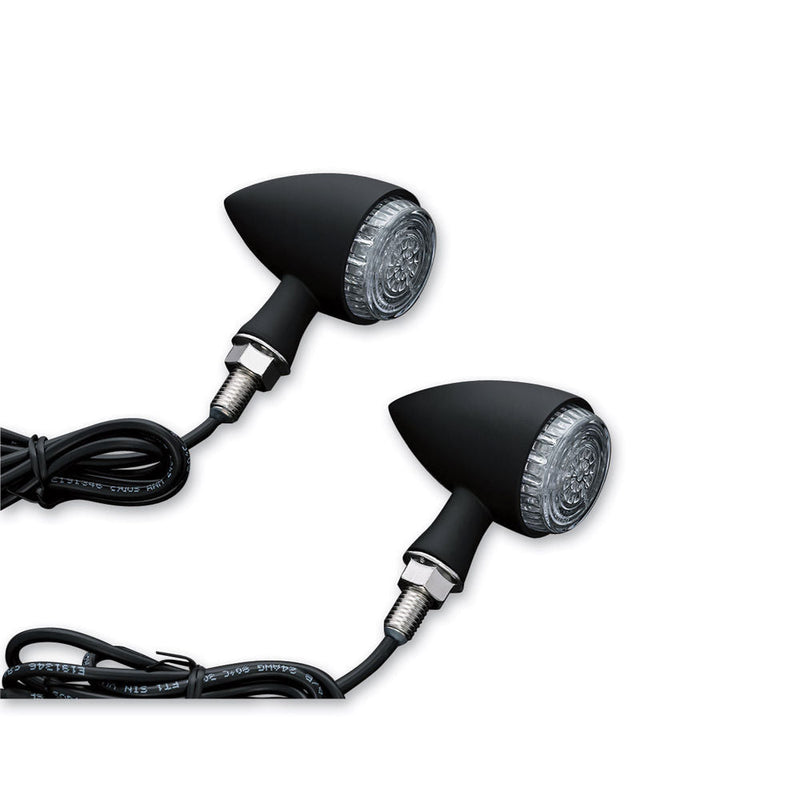 Load image into Gallery viewer, Kuryakyn Black Rear Red Torpedo LED Turn Signal Indicator Lights Harley Yamaha
