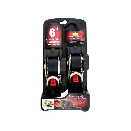 Retractable Tie-Down Straps - Pair - 1 Inch x 6 Feet