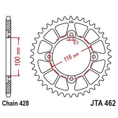 JT Sprockets Rear Racelite Aluminum Race Sprocket Black 51 Tooth 51T 428 Chain