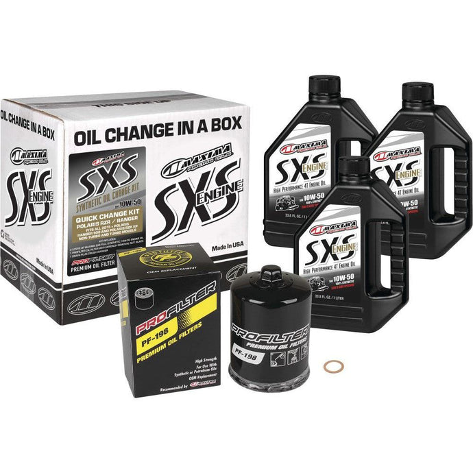 Maxima Quick Oil Change Kit For Polaris RZR XP Turbo 2016-2018 Grade: 10W-50 Filter Type: PF-198